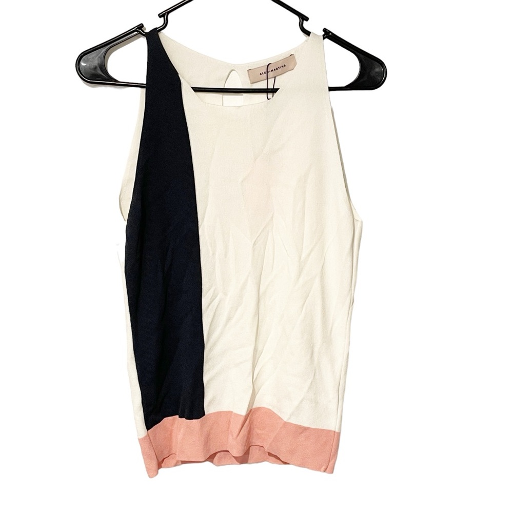Aldo Martins‎ Size Medium White Pink Black Colorblock Back Cutout Sleeveless NEW